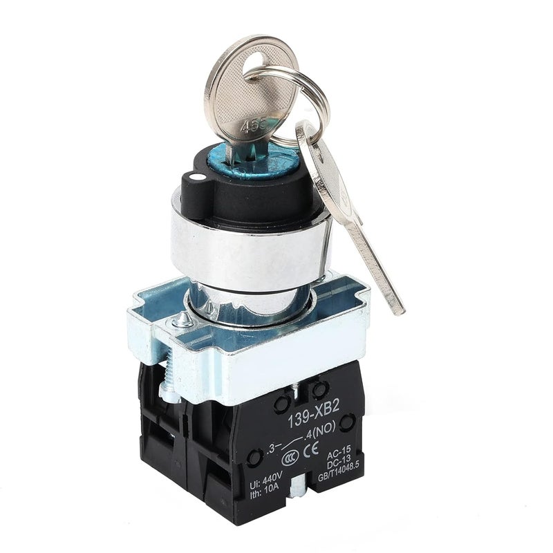 STARELO 22mm Key Switch 3 Position Maintained 2NO Latching Rotary Key Switch 10A 440V XB2-20Y/31.(3 Position Maintained) - Image 4